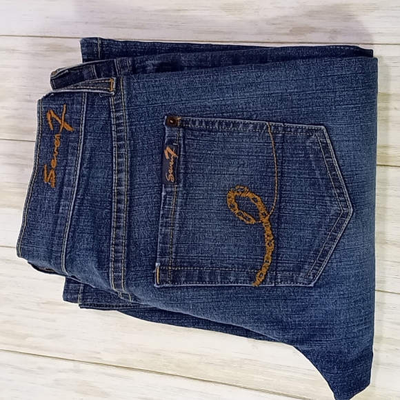 Seven7 Boot Stretch Low-Rise Slim Fit Blue Jeans Size 28 Tall - Picture 9 of 16